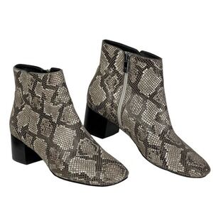 Donald J Pliner Cyrus Snake Brown Snakeskin Python Block Heel Bootie Boots 8